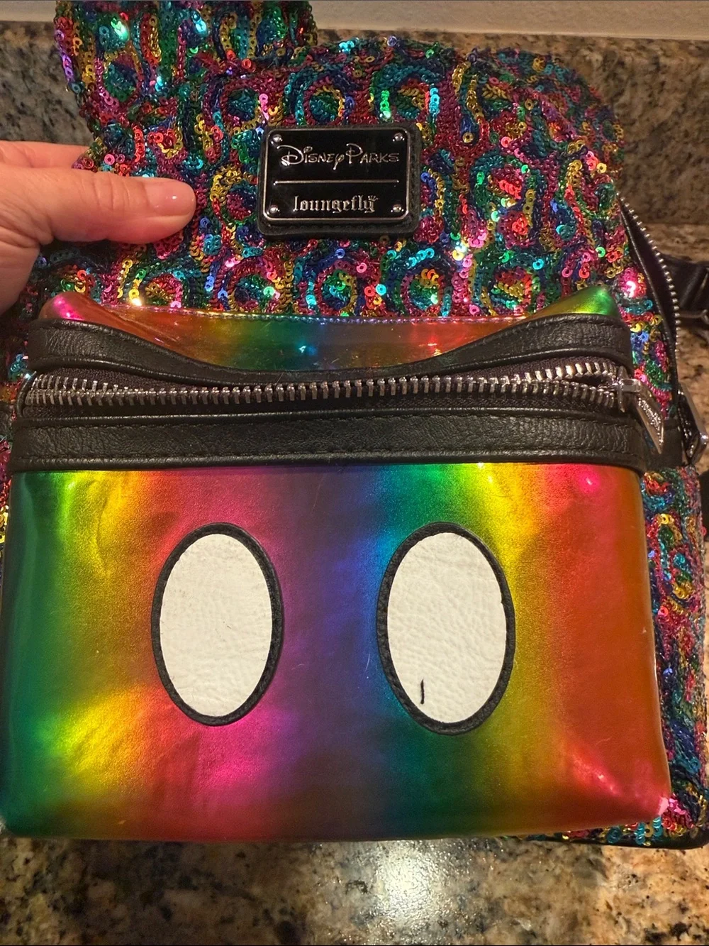 Loungefly Kids Rainbow Sequin Mickey Ear Mini Backpack - Multicolor
